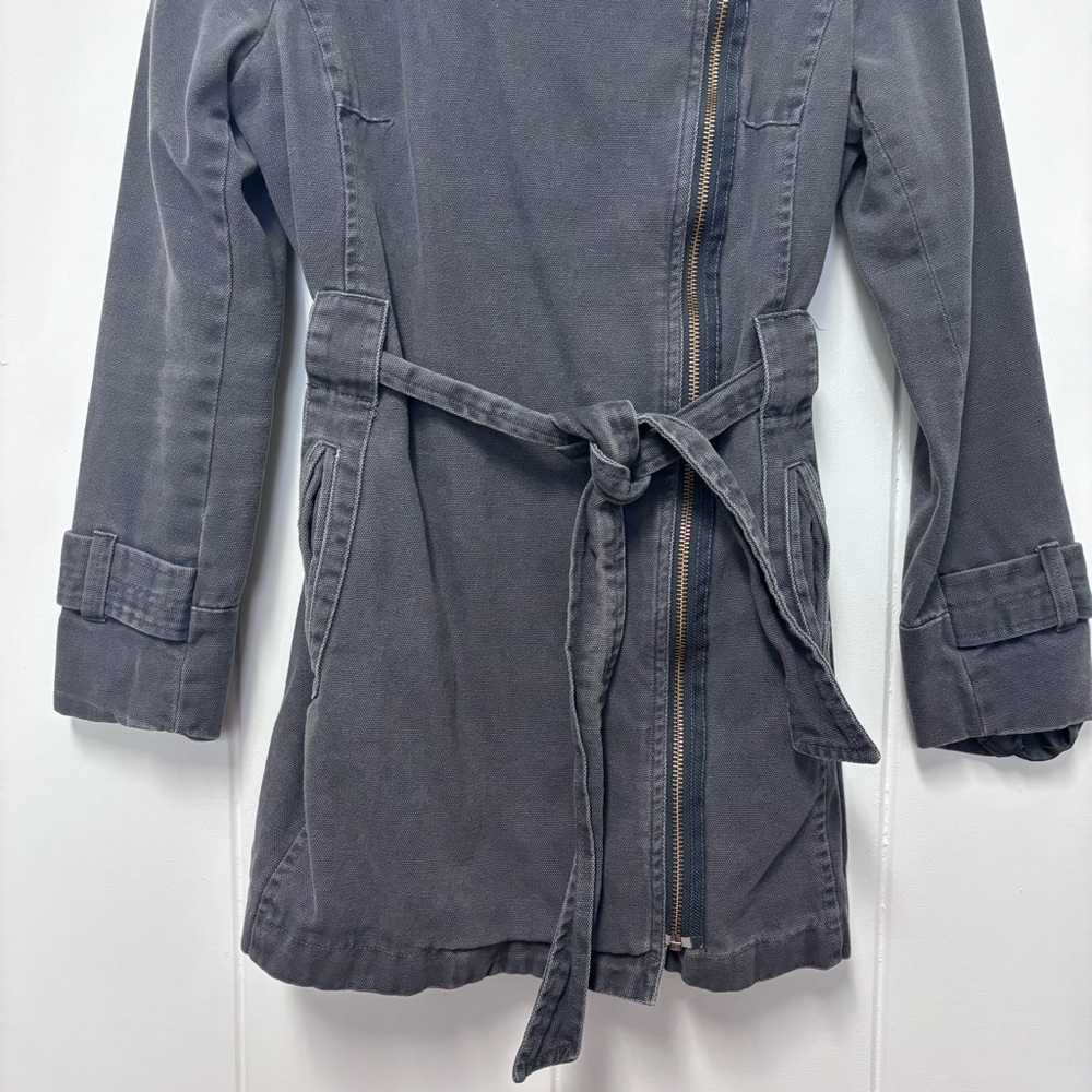 Anthropologie Daughters of the Liberation Grey Short Trench Coat Jacket 10 - Picture 5 of 10